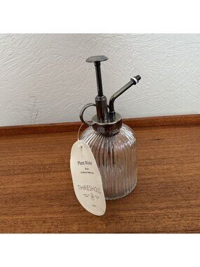 Threshold Ribbed Glass Plant Mister - Clear Glass with Black Metal Pump - NWT